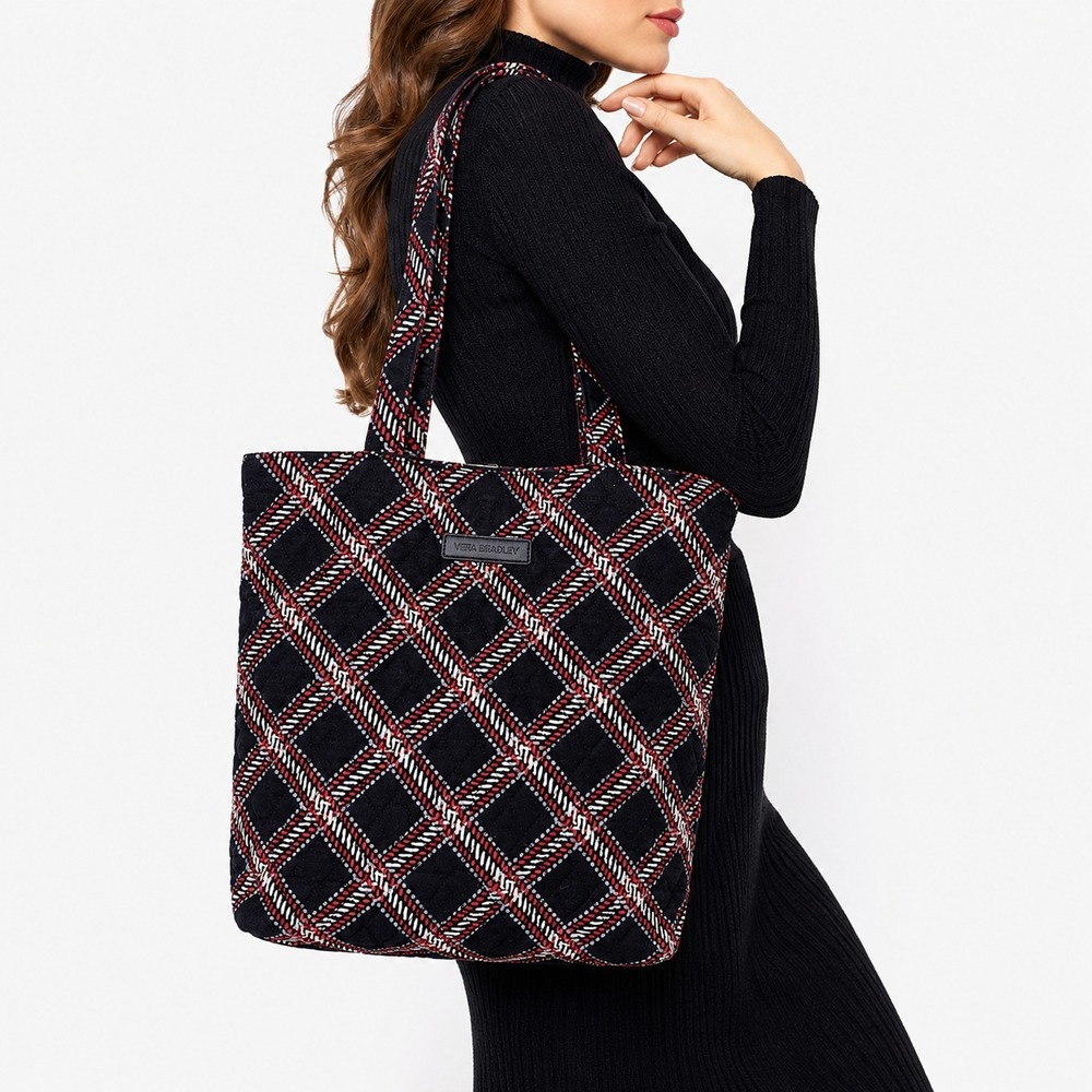 Vera Bradley Quilted Cotton Shoulder Tote Bag Women's Minsk Plaid Slip‎ Pockets